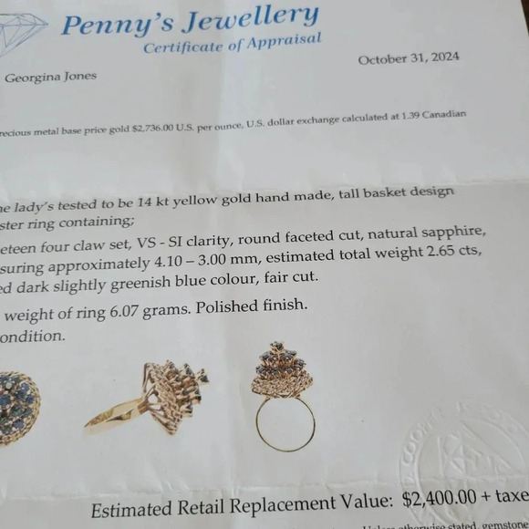 VINTAGE 14K YELLOW GOLD HAND MADE NATURAL SAPPHIRE RING BASKET DESIGN SIZE 7 3/4 - Picture 4 of 14